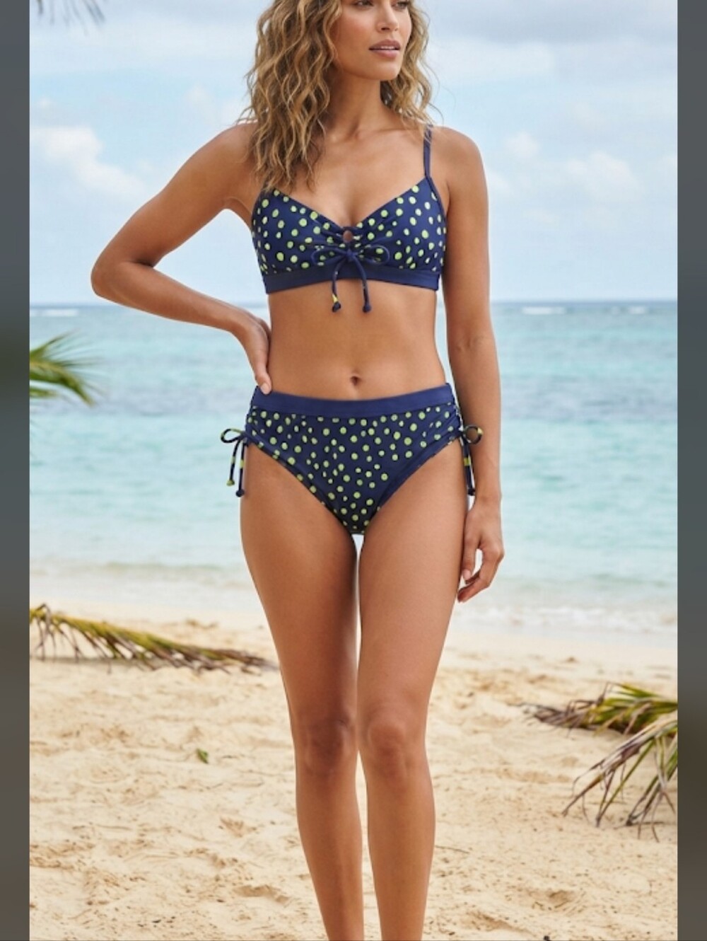 Roxy Outdoor Fitness   White Wash Bikini Full Bikini neon navy  Top  Bottom